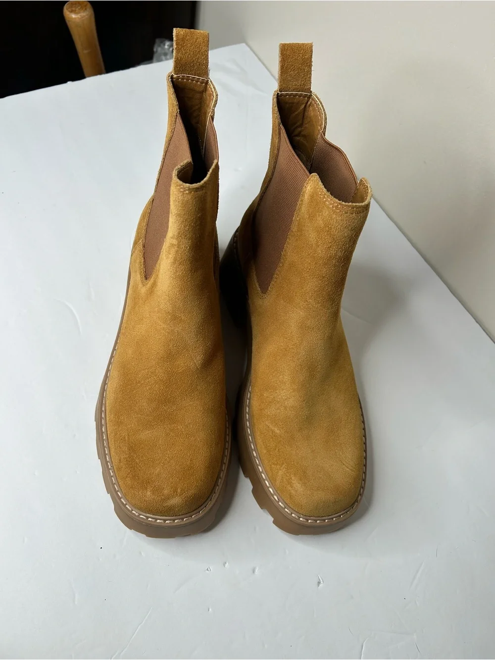 New Dolce Vita Johany suede Chelsea boots rich chestnut shade Tan